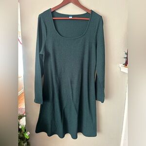 Old Navy Dark Green Heather Ribbed Fit & Flare Mini Dress XL